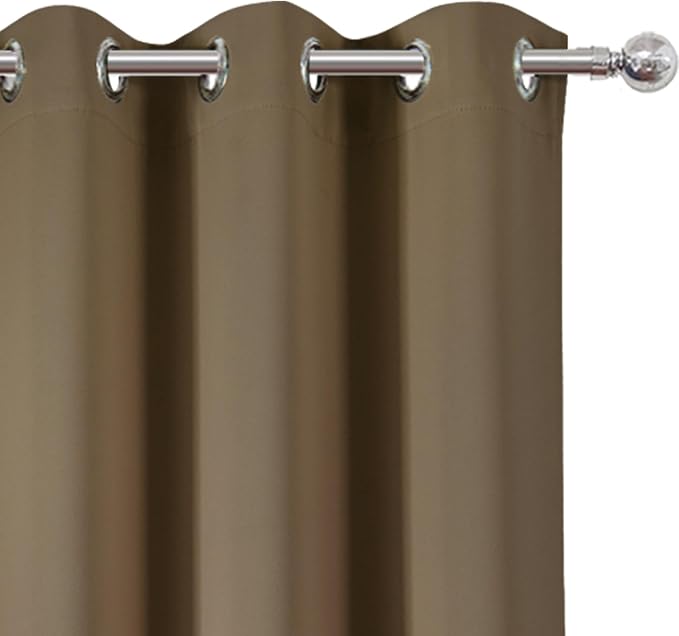 LEMOMO Brown Blackout Curtains 42 x 54 Inch Length Set of 2 Panels Grommet - Image 7