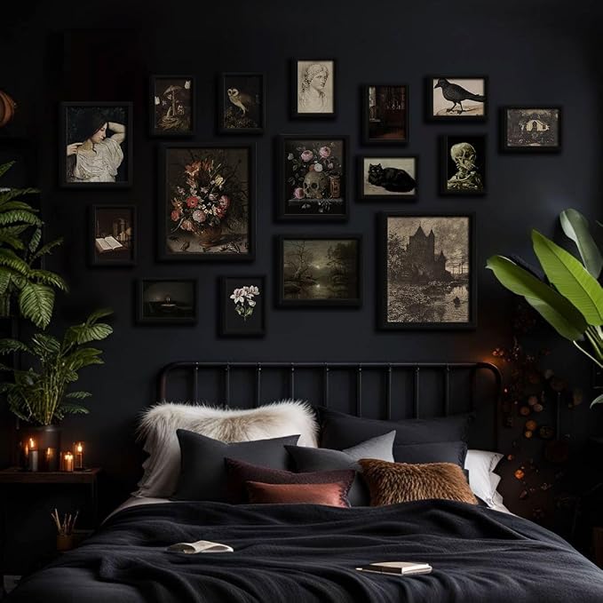 ANERZA 16 PCS Dark Academia Room Decor, Gothic Home Decor, Moody Wall Art Prints - Image 6