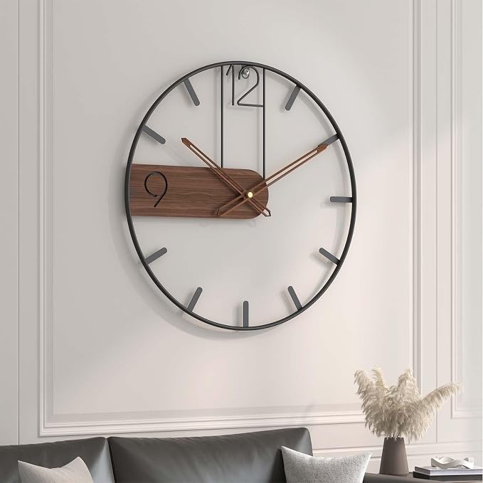 Cuspin 30 Inch Large Wall Clock, Modern Wood Metal Frame Silent Non Ticking - Image 2