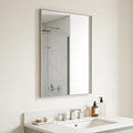 Bathroom Mirror for Wall, 36x24 Inch Metal Framed Mirror, Brushed Nickel by Ruomeng