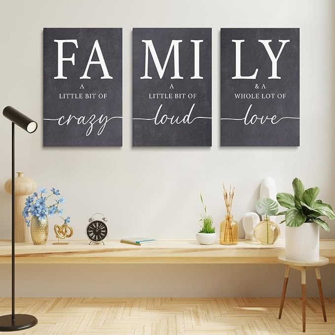 GUBIYU Gray Family Wall Art Set of 3 20"X28" Modern Farmhouse Decor - Image 2
