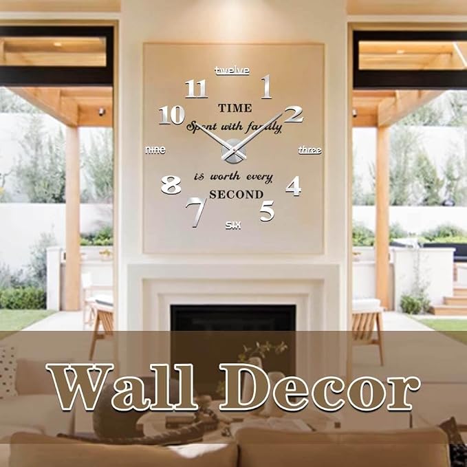 VANGOLD Large Wall Clocks for Living Room Decor, DIY Wall Clock Modern 3D Wall - Image 2