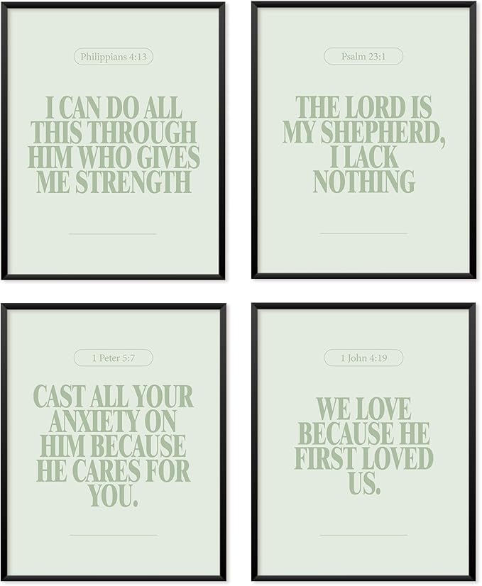 Locomiss Sage Green Christian Wall Art Decor Posters, Minimalist Jesus by Unknown