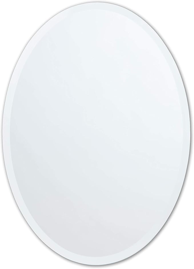 Better Bevel Frameless Oval Mirror, 23.5" x 33" Bathroom Wall Mirror w/Beveled by Better+Bevel