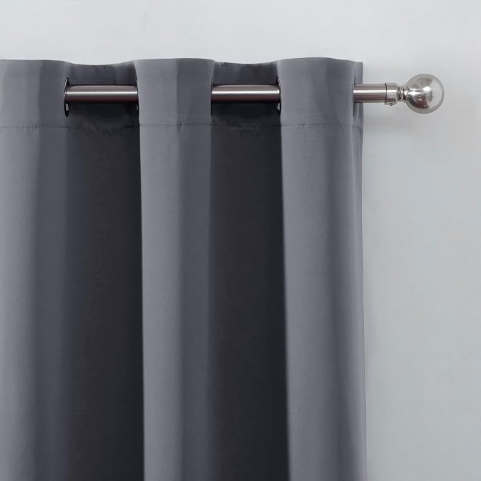 LEMOMO Blackout Curtains 52 x 90 Inch Long Grey Curtains Set of 2 Panels Room - Image 6