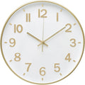 Wall Clock 12 Inch White-Gold Modern Simple Quartz Decorative Clock Non-Ticking by BAKBRAND