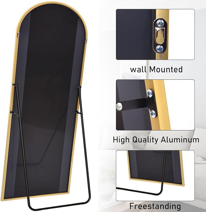 Floor Length Mirror, Wall Mounted Mirrors, Arched-Top Body Mirror - Image 6