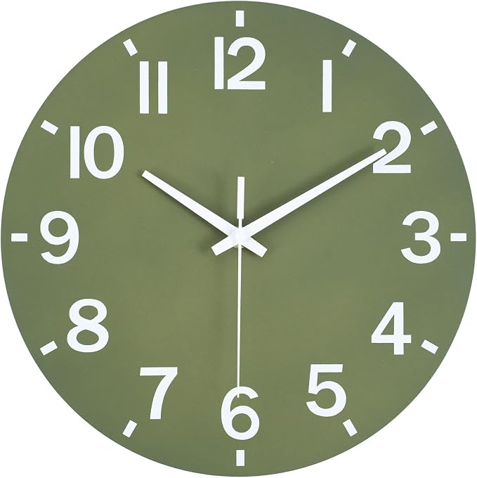 HZDHCLH Wall Clock 10 Inch Silent Non Ticking Wood Battery Operated Green - Image 6