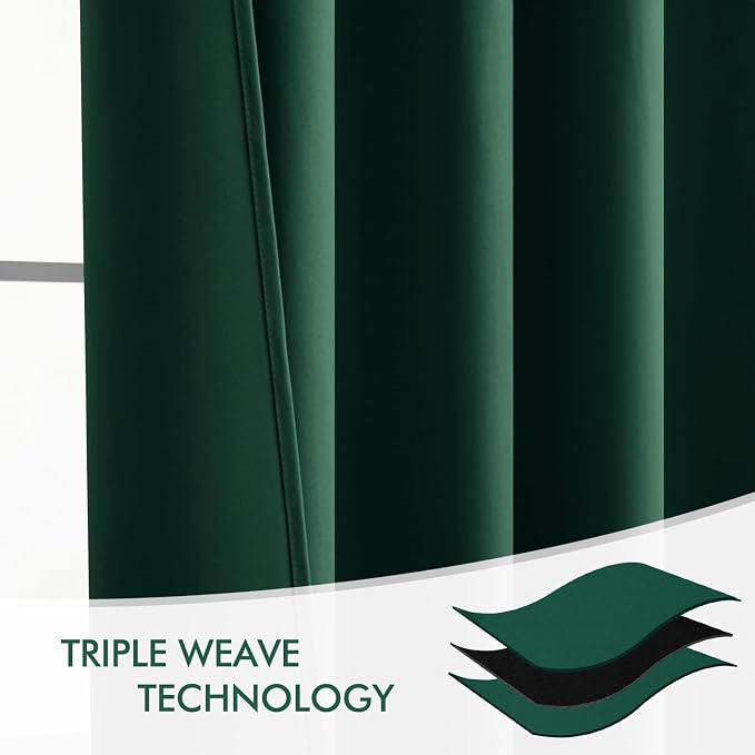 MIULEE Christmas Hunter Green Back Tab Blackout Curtain 96 Inch Long 2 Panels - Image 7