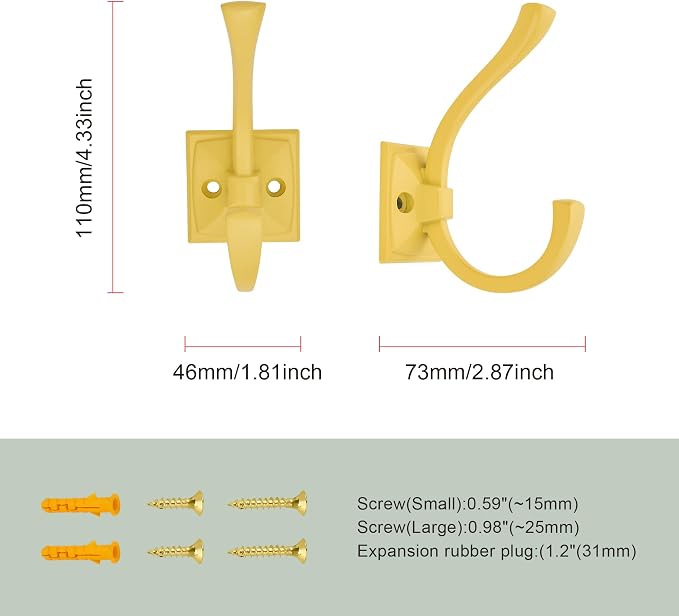 TUNNY 5 Pack Antique Design Wall Hanging Coat Hooks - Image 3