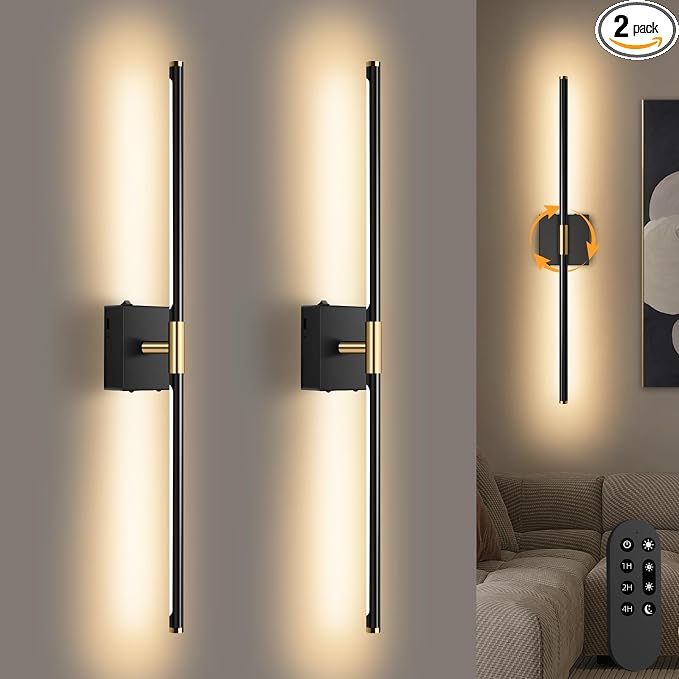 SAIMAND Wall Sconces Set of 2 Battery Operated, Wireless USB Rechargeable Wall by SAIMAND