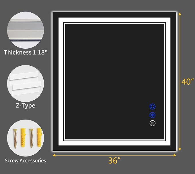 40"x36" LED Bathroom Mirror - Image 9