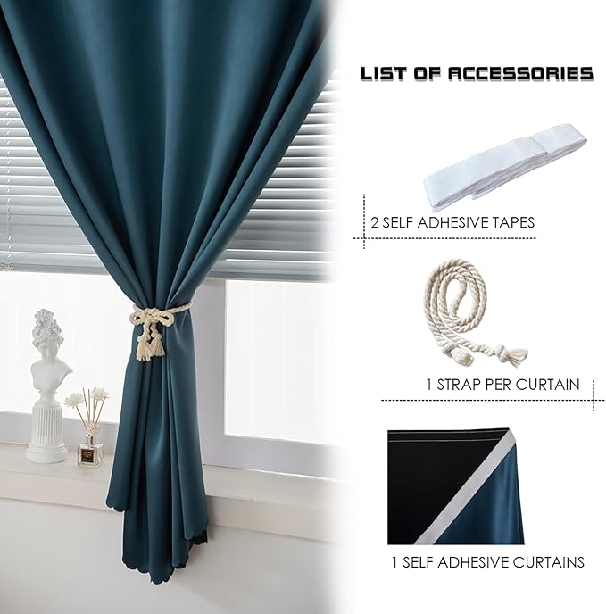 AJAZZ self Adhesive Portable 100% Blackout Curtains Simple and Easy to - Image 2