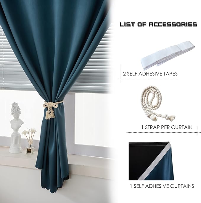 AJAZZ self Adhesive Portable 100% Blackout Curtains Simple and Easy to - Image 2