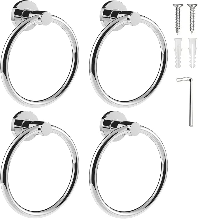 SetSail Towel Holder for Bathroom Wall 4 Packs Towel Ring Stainless Steel Heavy by SetSail