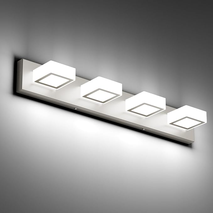 Ralbay Brushed Nickel Bathroom Vanity Lights 30inch Metal Acrylic LED Modern by RalbayLighting