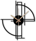 Modern Geometric Metal Wall Clock, Minimalist Black Steel Design, Silent by RMCLIFEDECOR