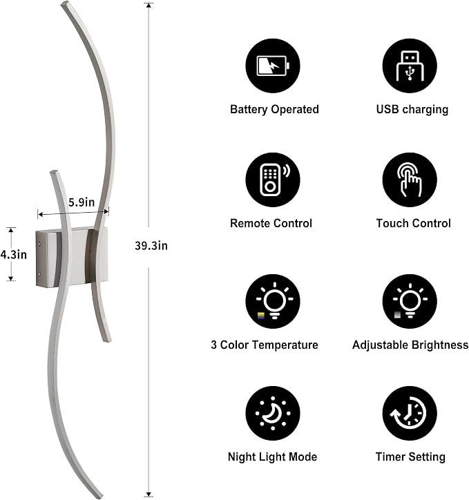 Battery Operated Wall Sconces Set of Two - Image 4