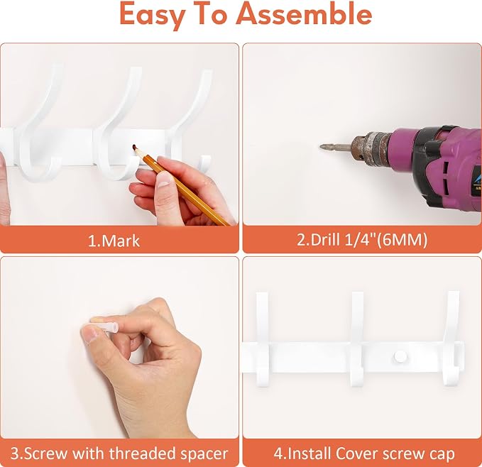 Optish Coat Rack Wall Mount, Coat Hook Wall Mount, Wall Hooks - Image 5