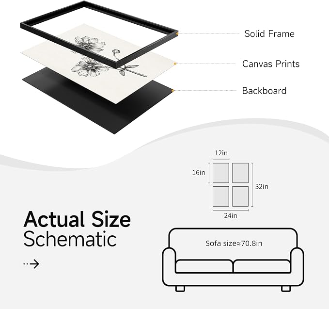 Framed Black and White Floral Wall Art - Image 7