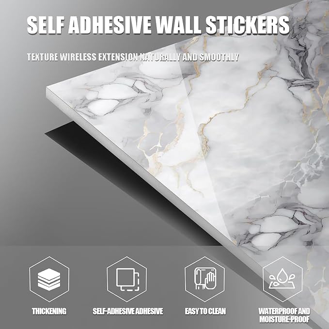 Chejiaye 10pcs Marble Peel and Stick Backsplash Waterproof Washroom Wall Panels - Image 7