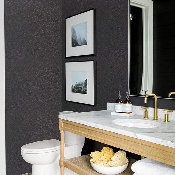 Black Silk Wallpaper Peel and Stick Embossed Self Adhesive Contact Paper 15.7" - Image 6