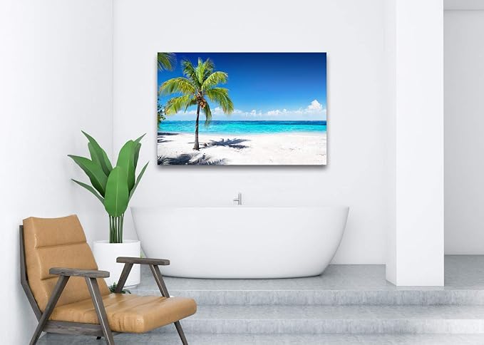 Baisuart-S03969 Large Canvas Wall Art Summer Ocean Waves Prints Coconut Trees - Image 6