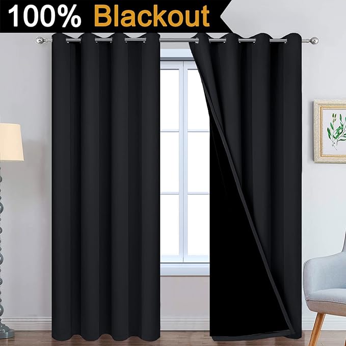 Yakamok 96 Inch Length 100% Blackout Curtains - Image 2