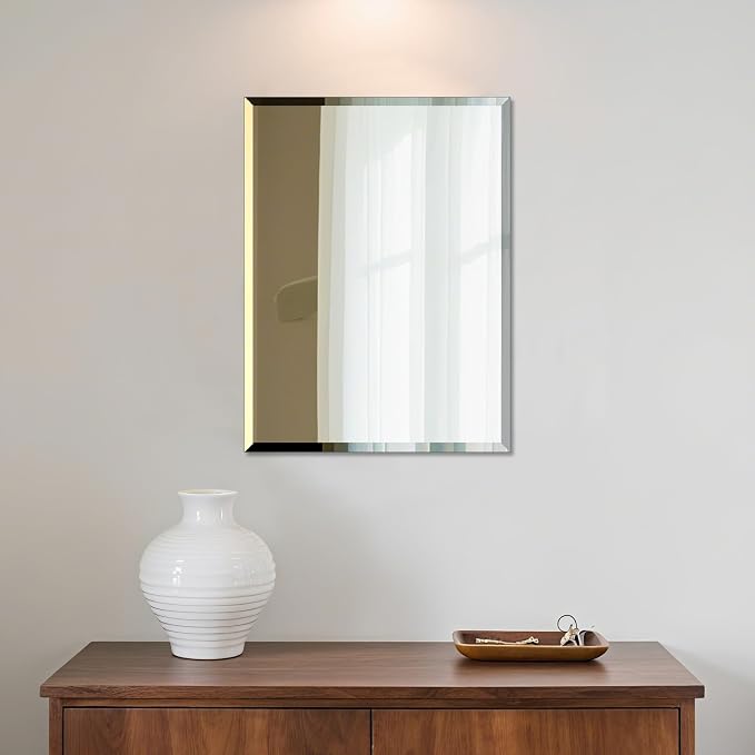 Beveled Bathroom Mirror for Wall, Rectangle Frameless Wall Mirror 16" x 12" - Image 7