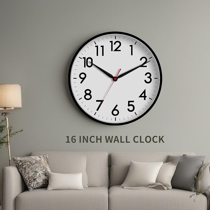 AKCISOT 16 Inch Wall Clock Large Silent Non-Ticking Wall Clocks Battery Operated - Image 5
