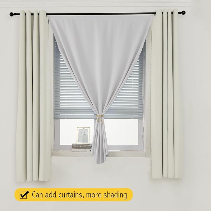 Thermal Blackout Curtains with Self-Adhesive Tape, No Rod No Drill Easy Install - Image 8
