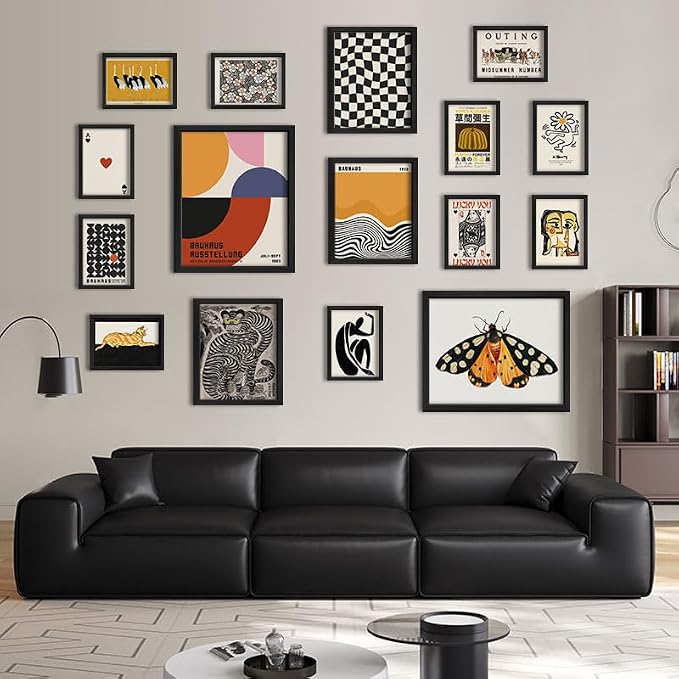 ANERZA 16 PCS Framed Eclectic Wall Art Decor, Modern Maximalist Wall Prints - Image 7