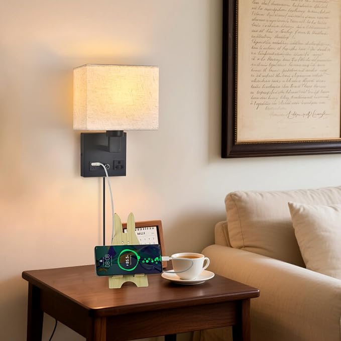 Bedside Wall Lamp for Bedroom, Plug in Wall Sconce - Image 2