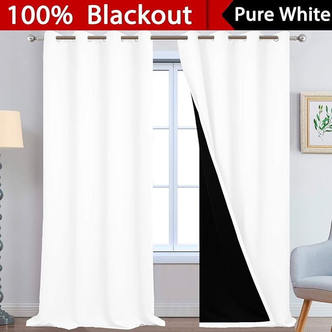 Yakamok 100% Blackout Curtains 108 Inches Long, 2 Thick Layers Thermal - Image 2