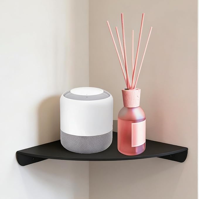 Small Floating Corner Shelves Metal Corner Wall Mounted Shelf Curved Corner - Image 3