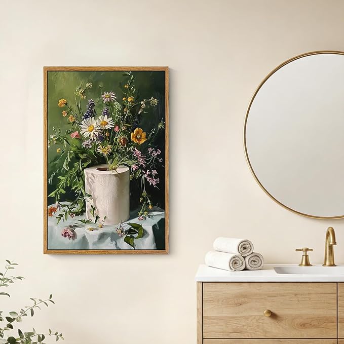 AtterrirArt Framed Vintage Bathroom Wall Art Funny, 20 * 30 Inch, Toilet Paper - Image 5