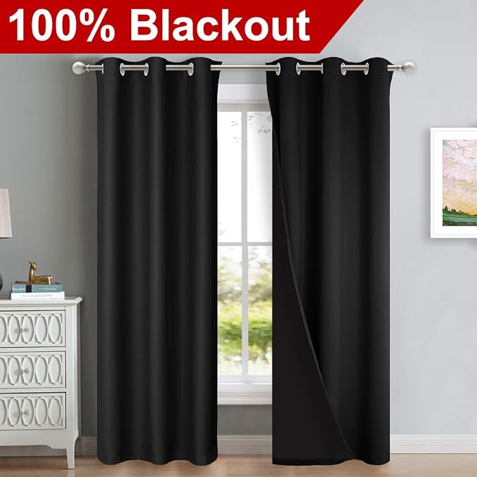 NICETOWN Room Warming Blackout Curtains 80 inches Long, Full Light Blocking - Image 2