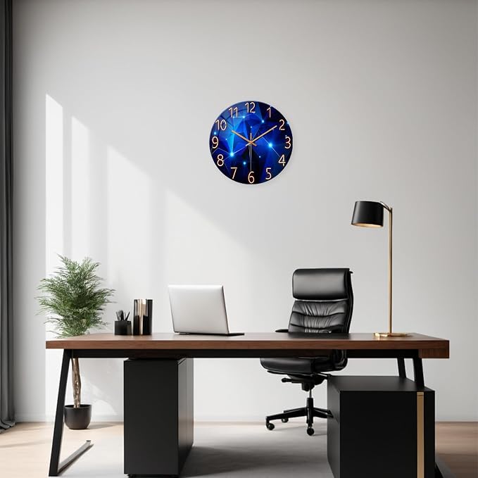 Big Wall Clock for Living Room Decor Blue Decorative Wall Clocks Battery - Image 4