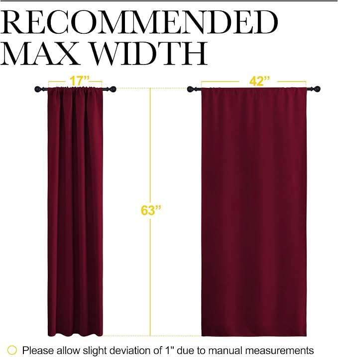 NICETOWN Wine Red Blackout Curtains 63 inches Long - Image 5