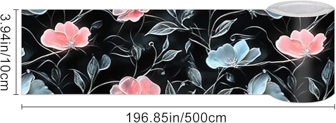 HOMETITUTE Wallpaper Border Peel and Stick Dark Botanical Texture Decorative - Image 3