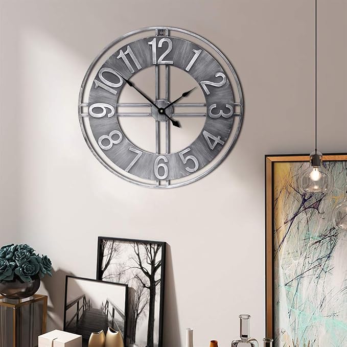 24 inch Large Wall Clock Decorative Metal Retro Oversized Clocks Decor - Image 6