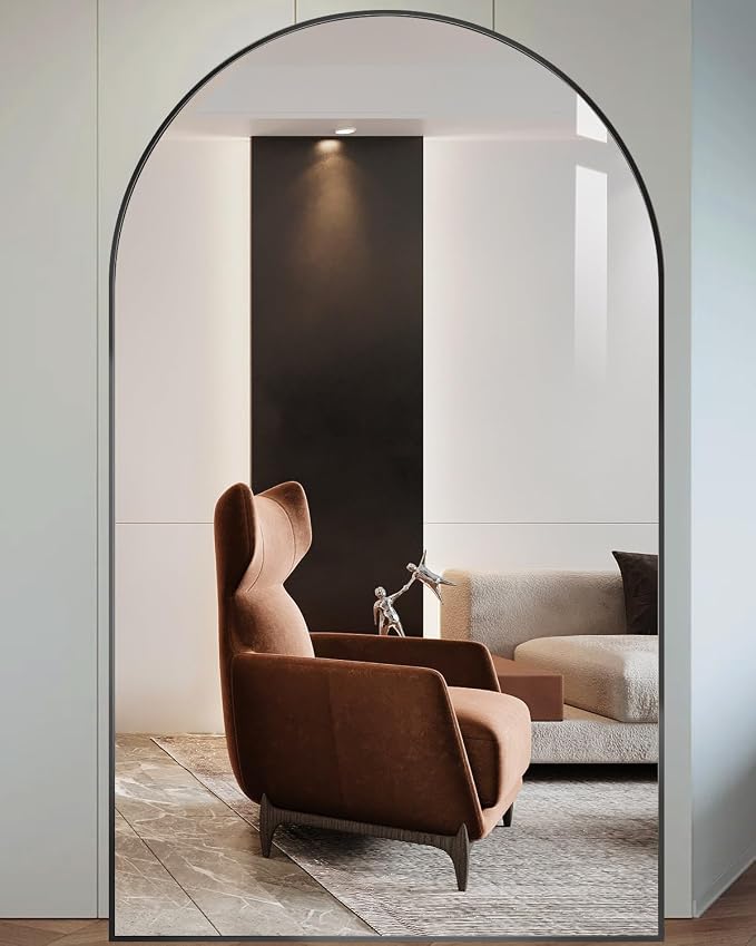 DMWOODFL 77"x38" Black Arched Full Length Mirror - Image 7