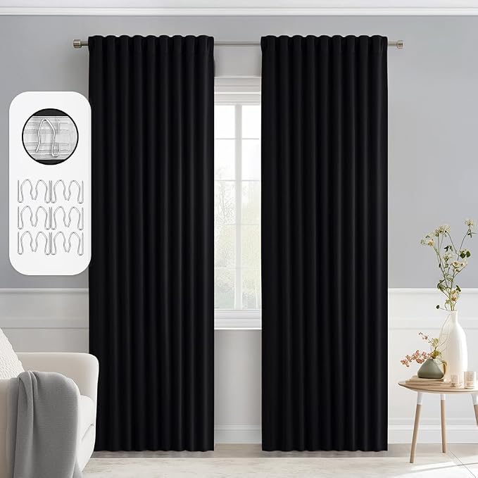 MIULEE Back Tab Blackout Curtains 84 Inch Length 2 Panels Set by MIULEE