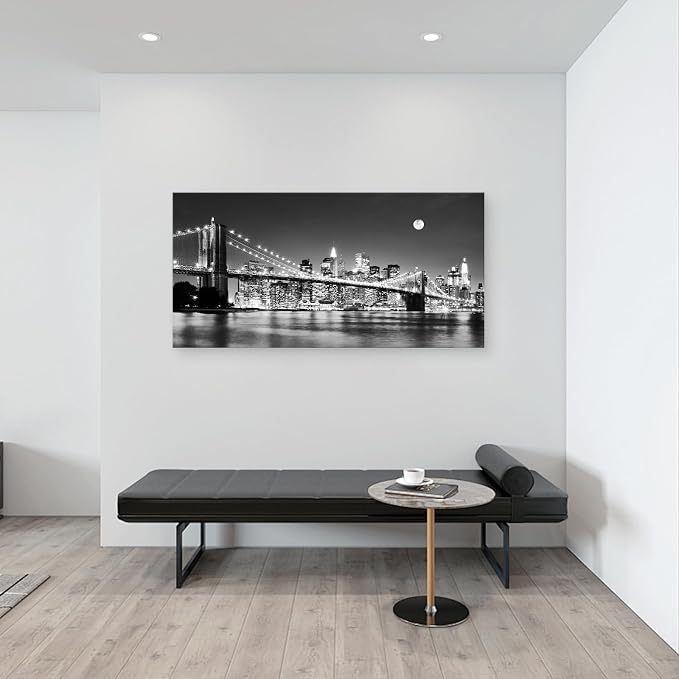 Baisuart-Q30398 Brooklyn Bridge Night View 1 Panels Landscape Artwork Canvas - Image 9