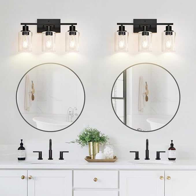 Indoi 3 Light Bathroom Light Fixtures, Matte Black Modern Vanity Lights - Image 7