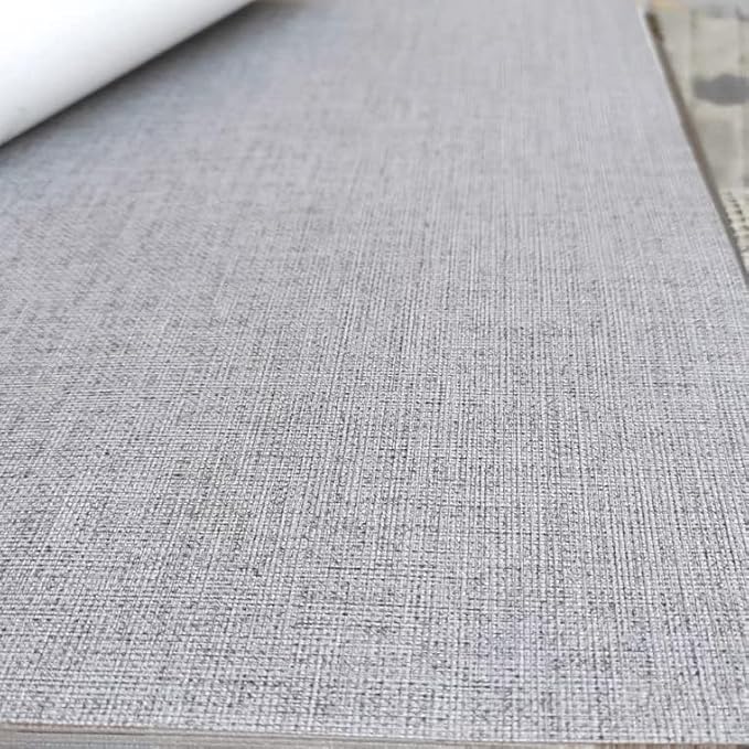 Fabric Peel and Stick Wallpaper Gray Faux Grasscloth Wall Paper Self-Adhesive - Image 4