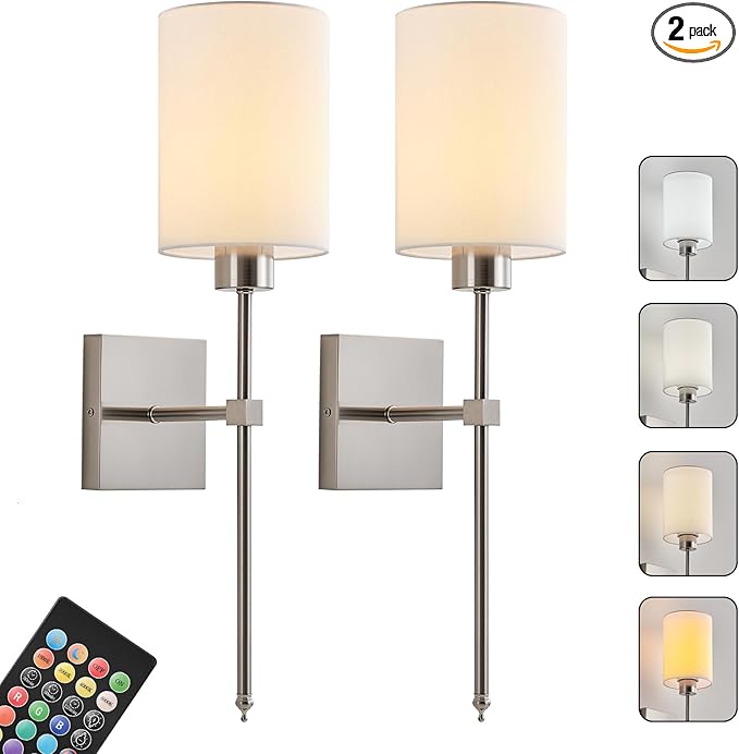 KARTOOSH Battery Operated Wall Sconce Set of Two, Wireless Rechargeable Wall by KARTOOSH