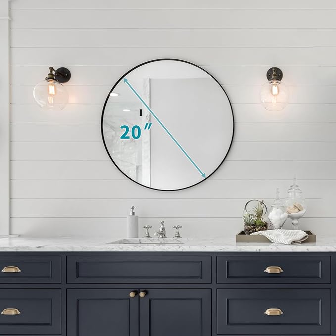 Fabuday Black Circle Mirror for Wall 20 inch - Image 6