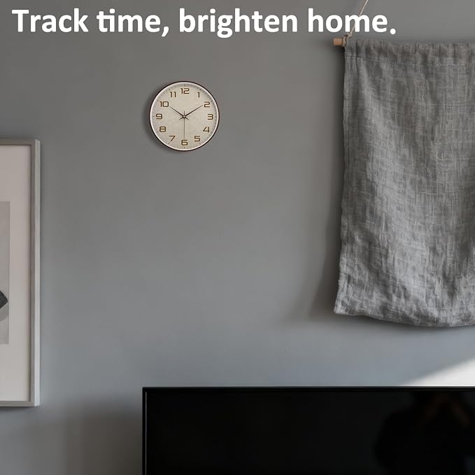 Woodgrain Wall Clock, Silent Non-Ticking Wall Clocks Battery Operated 8 Inch - Image 2