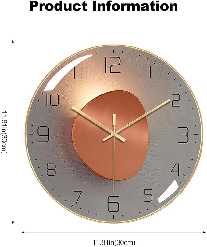 Ergocar Silent Modern Metal Clock, Art Deco Clock, Suitable - Image 7